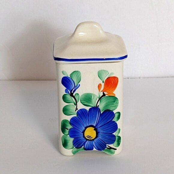 Vintage Ditmar Urbach Spice Jar Czechoslovakia Hand Paint Lid Container Ceramics - Picture 10 of 10